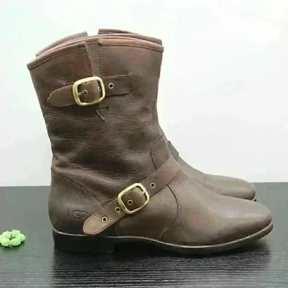 UGG Australia Frances Women’s Brown Leather Boots - Picture 6 of 11